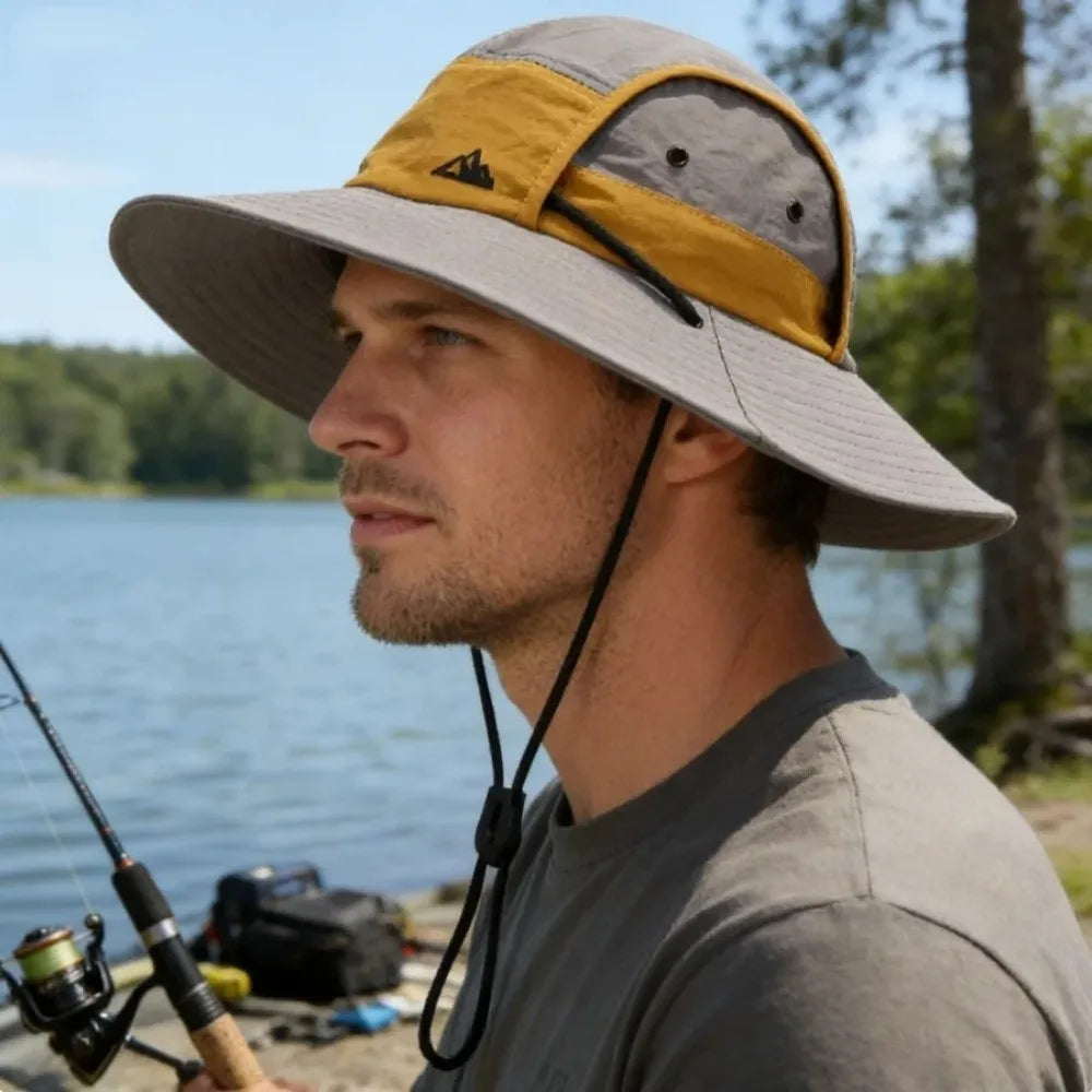 Unisex Large Brim Fisherman Hat Breathable Quick Drying Visor Cap Lightweight Foldable Sun Protection Hat Oasis Select