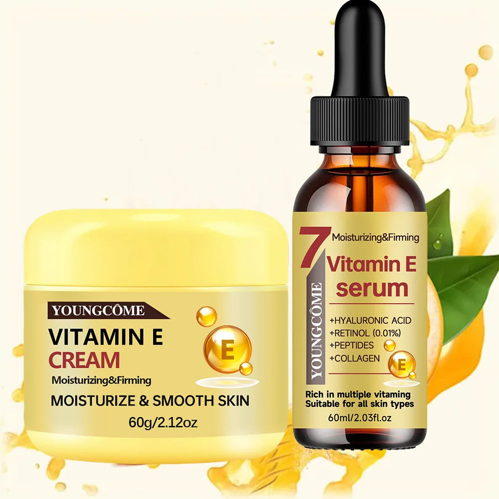 YOUNGCOME Vitamin E Cream & Serum Set - Anti-Aging Moisturizing Hydrating Face Care for All Skin Types 30/60ml Oasis Select