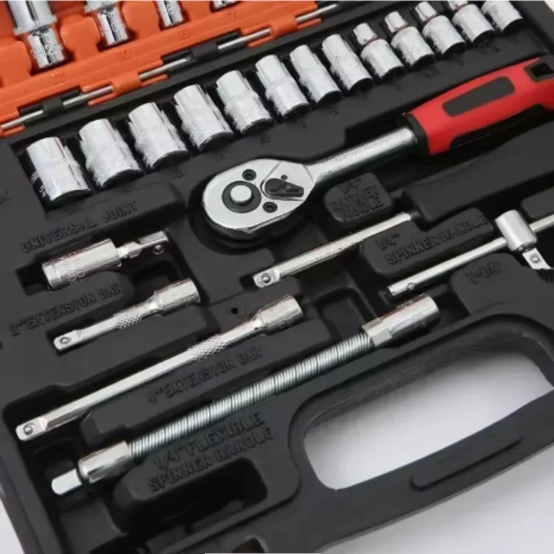 JUSTINLAU 1/4 Ratchet Wrench Set Home Hardware Repair Kit 46 Pieces Automotive Tool Screwdriver and Drill Bit Ratchet Set Oasis Select