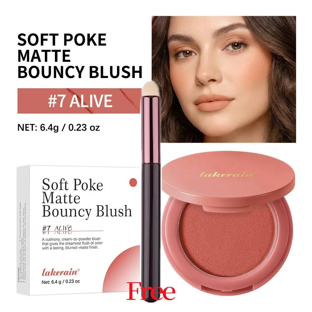 Lakerain Soft Poke Matte Blush Palette with Free Brush