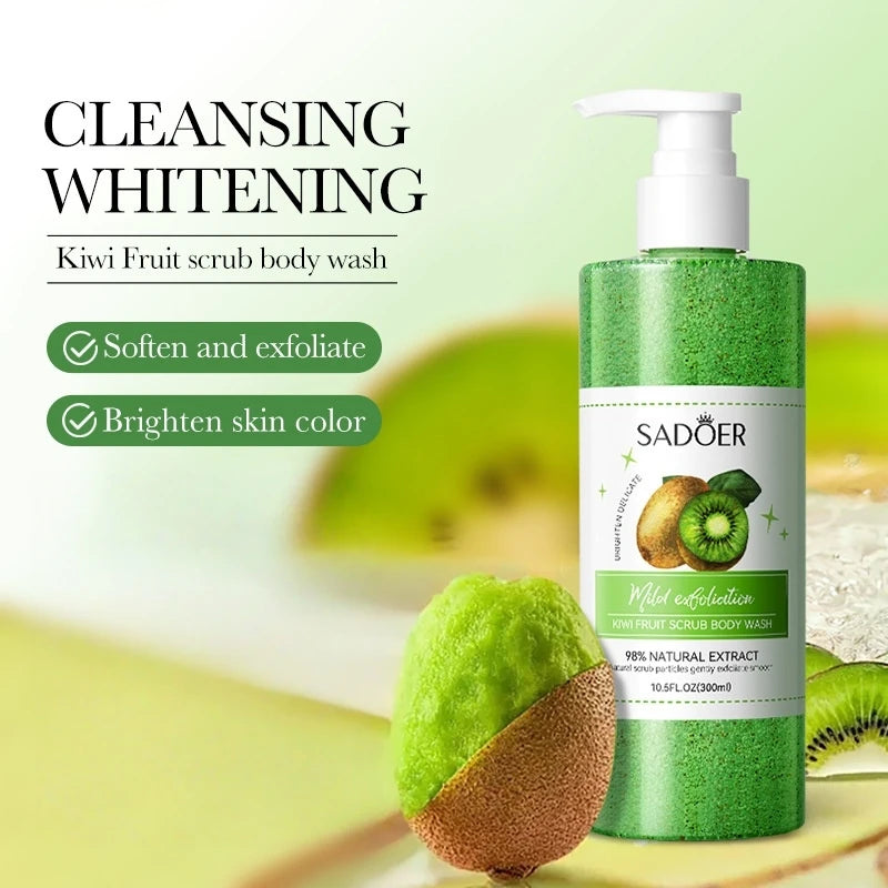 SADOER Kiwi Scrub Shower Gel 300ml | Natural Fruit Extract Exfoliating Shower Gel Oasis Select Default Title