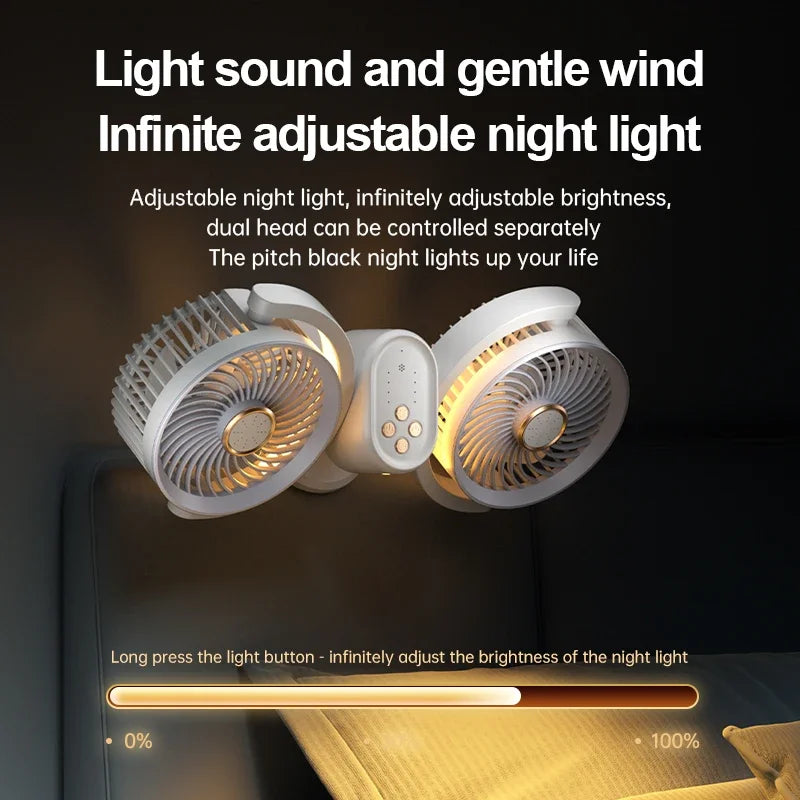 URGGU Y6 Dual Head USB Clip & Desk Fan with Timer & Light