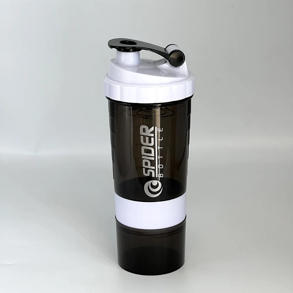 3 Layers Shaker Protein Bottle Powder Shake Cup Large Capacity Water Bottle Mixing Cup Body Building Exercise Mixing Bottle Oasis Select white