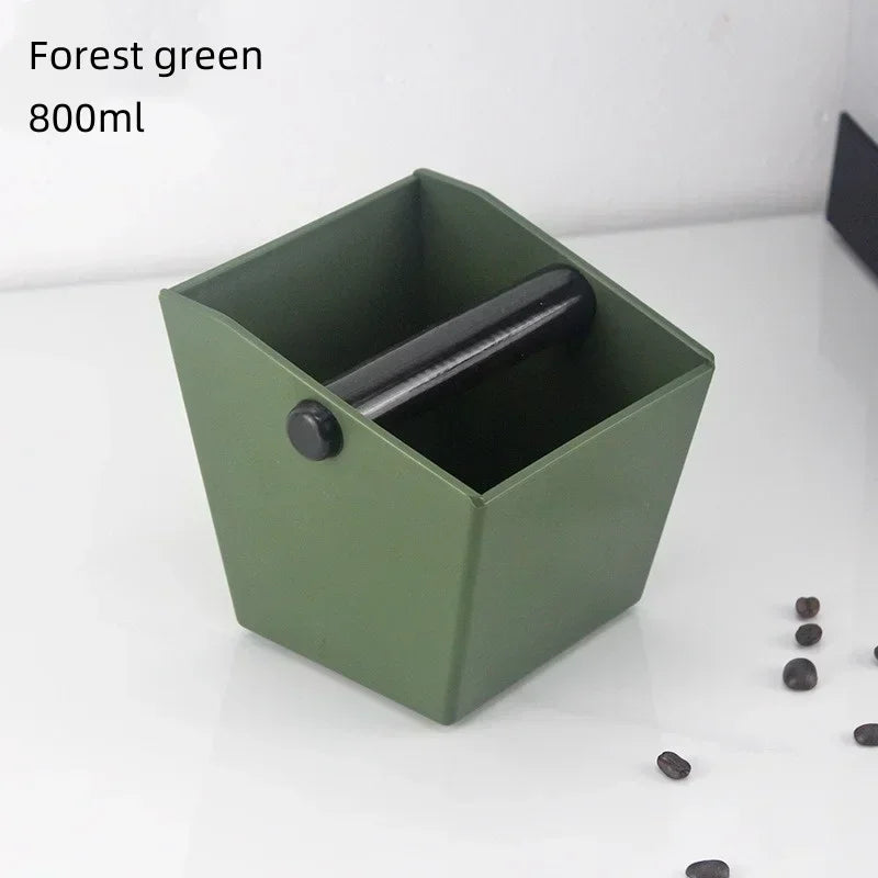 Coffee Knock Box Espresso Grounds Container Dump Bin Bucket Anti Slip Powder Beveled Residue Professional Use Coffee Waste Bar Oasis Select Green
