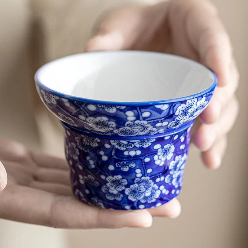 Blue and White Porcelain Ice Plum Tea Filter Set Kung Fu Tea Set Accessories Ceramic Retro Home Use Ceramic Drinking Utensils Oasis Select