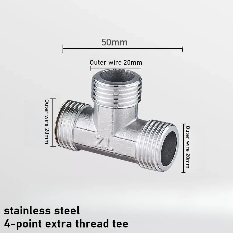 Stainless Steel G1/2 3 Way T-Adapter Bathroom Shower Faucet Water Splitter Toilet Shower Valve Spray Nozzle Converter Oasis Select 4 Outside X3 1pcs