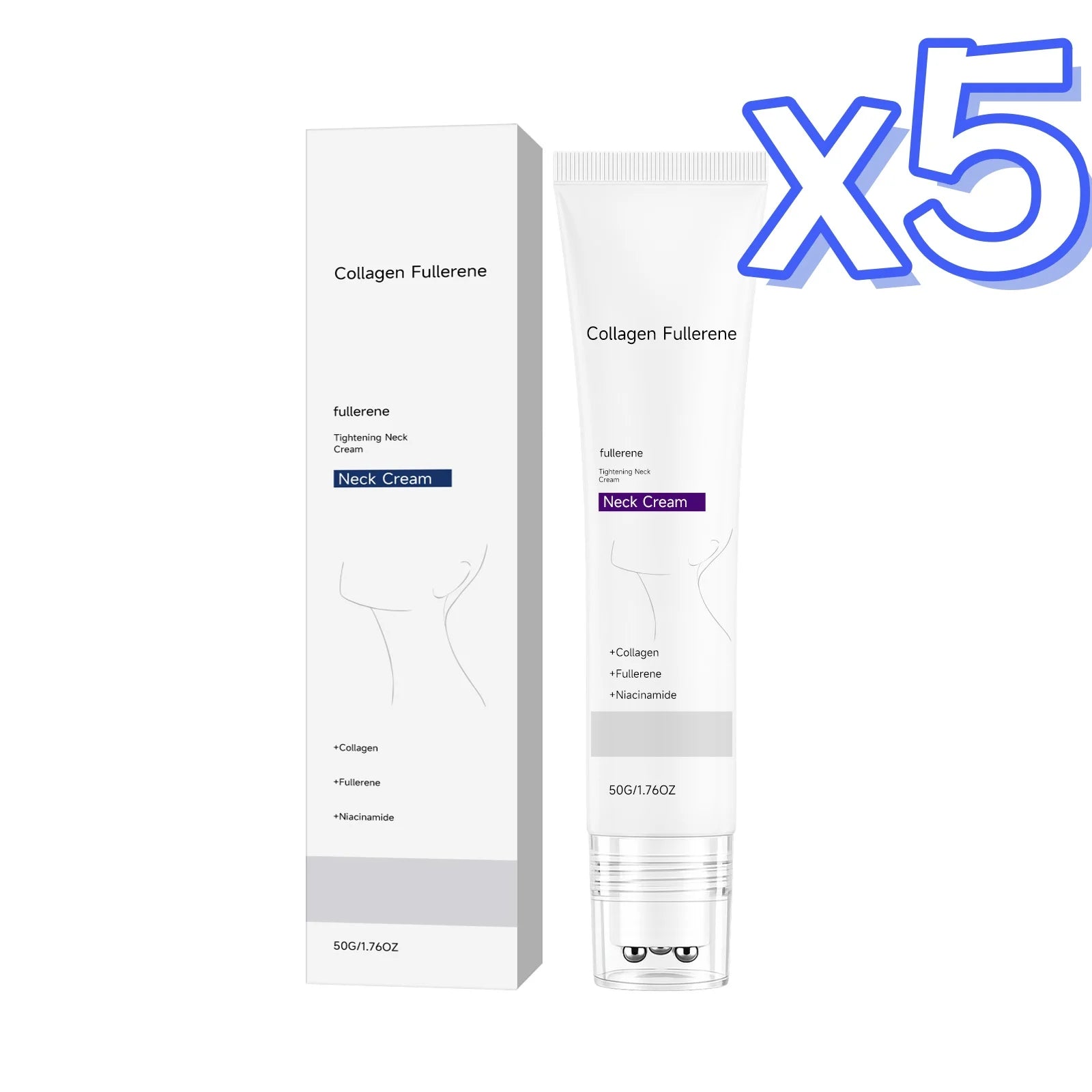 Collagen Neck Cream Reduce Neck Wrinkles Fine Lines Firming Lifting Neck Eliminate Double Chin Skincare Neck Lines Protein Cream Oasis Select 50g Boxed x 5pcs