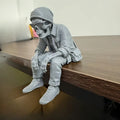 Street Style Skeleton Traveler Ornaments Fashion Skeleton Sitting Statues Cool Leisure Beanie Home Desktop Ornaments Decor Gifts Oasis Select Cold Hat Skull Gray