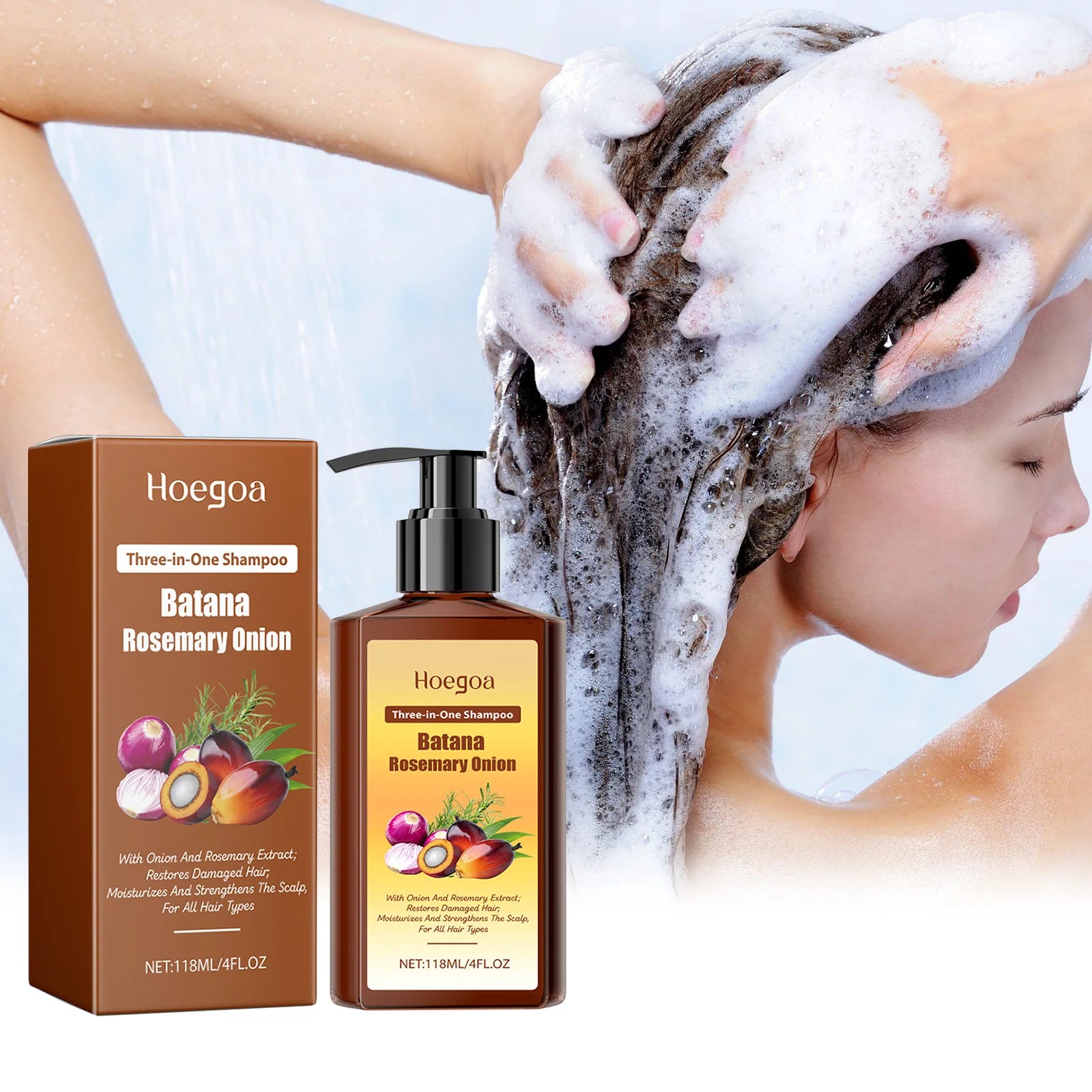 3in1 Batana Rosemary Shampoo Hair Growth Anti Loss Soothing Scalp Deep Cleansing Strengthen Hair Root Repair Nourishing Shampoo Oasis Select