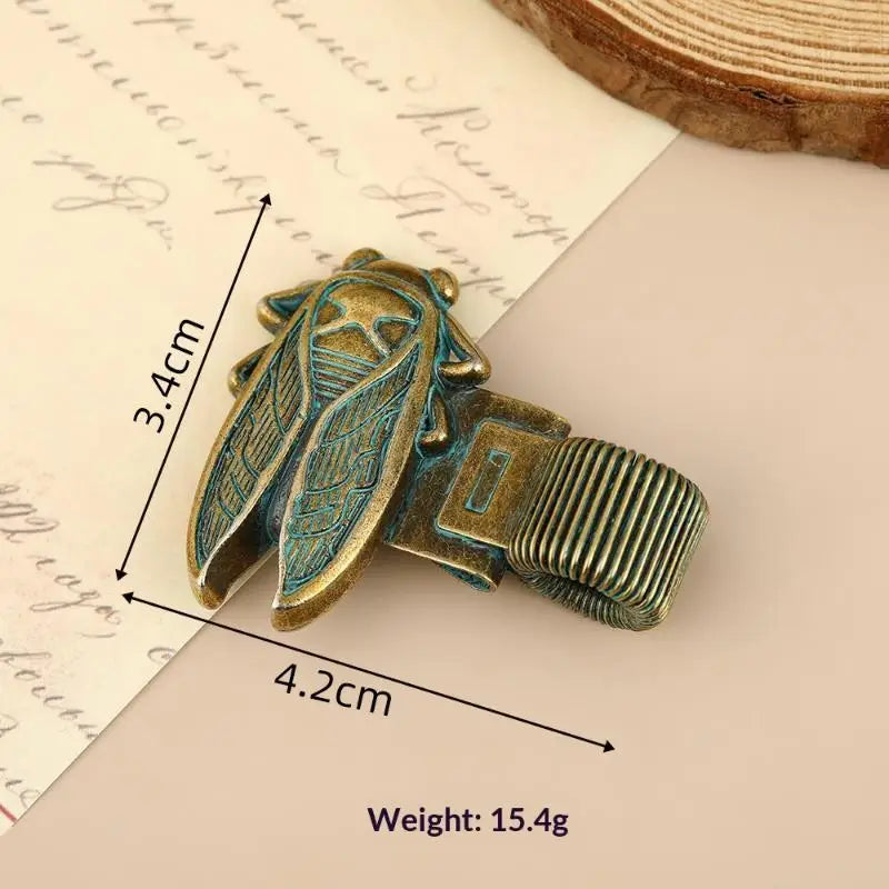 Vintage Insect Metal Pen Clip Spring Loaded Anti-Slip Durable Pen Holder for Notebook Journal Planner School Office Use Oasis Select C