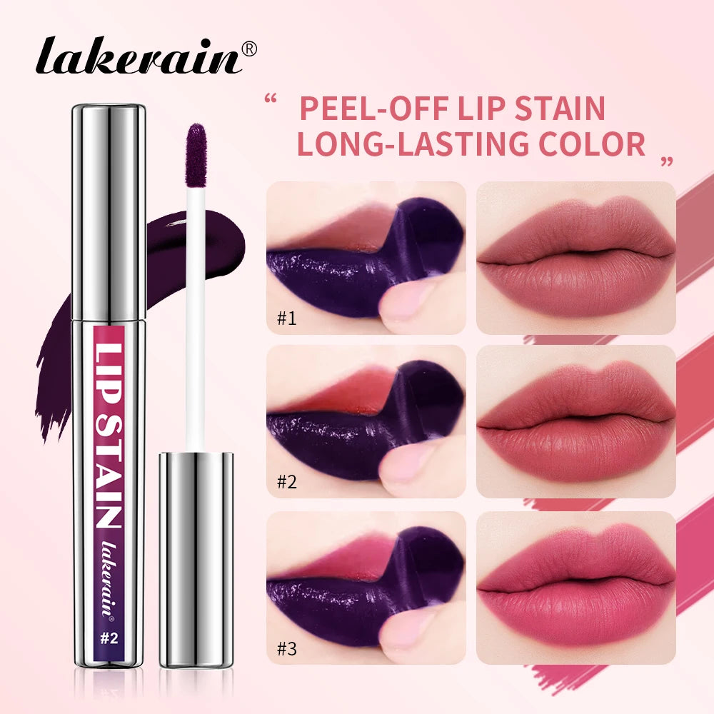 3Color Metallic Lip Stain Peel Off Long Lasting Waterproof Pink Lip Tint Proof Natural No Fading Lip Gloss Cosmetic Women's Gift Oasis Select