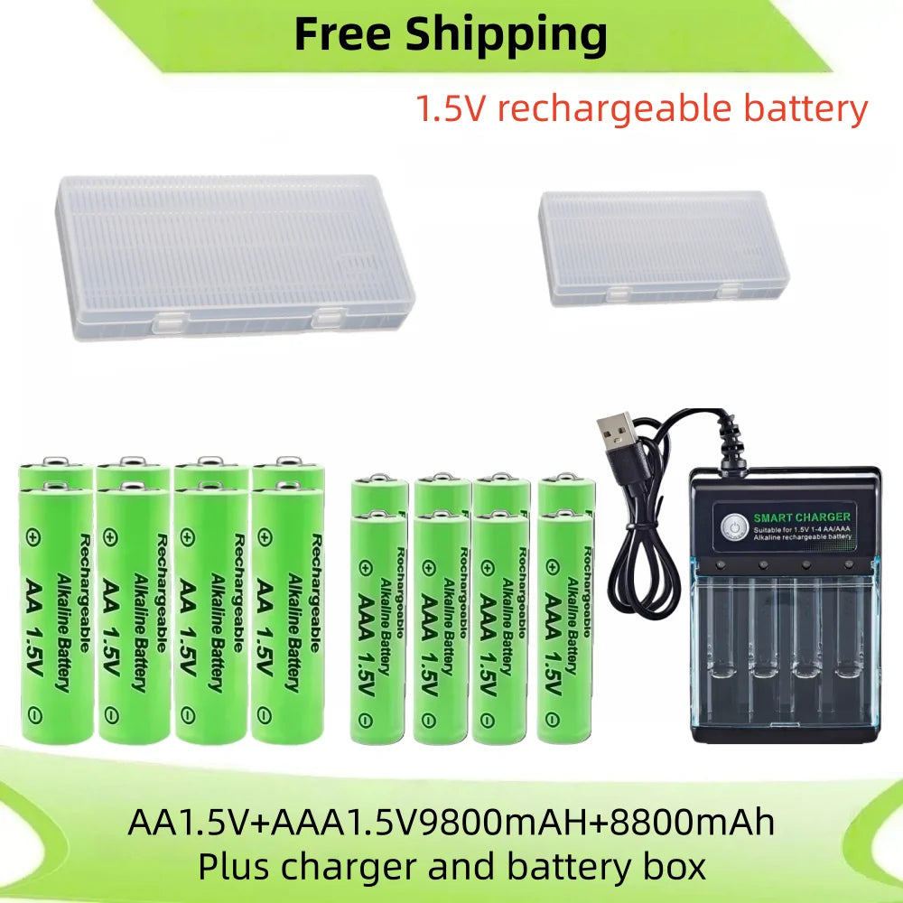 Yuform 1.5V AA & AAA Rechargeable Batteries + USB Charger