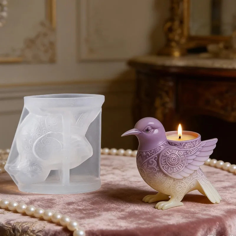 3D Bird Silicone Mold for Cement/Plaster/Resin/Candle - DIY Planter, Aromatherapy Cup, Storage Cup & Home Decor Ornament Oasis Select