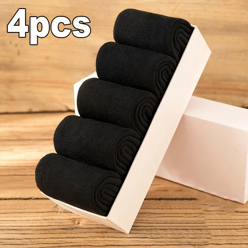 2 pairs of men's and women's new winter thick warm socks, solid color home socks, women's warm socks, comfortable home socks Oasis Select