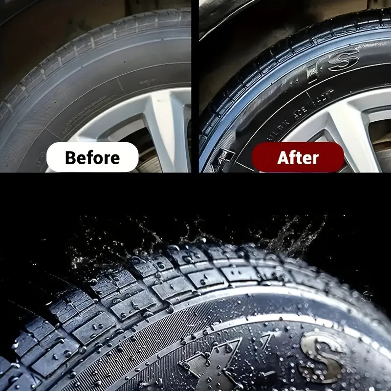 Black Shining Tire Wax - Long-Lasting, Durable Protection and Brightening, Suitable for Car, Bike and Motorcycle Tires - Prevent Oasis Select