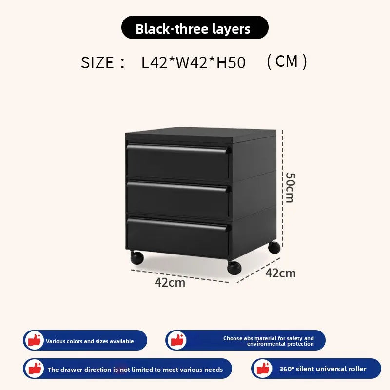 Removable panda cabinet medieval bedside table ins plastic multi-layer storage cabinet bedroom simple locker Oasis Select Black 3 layers