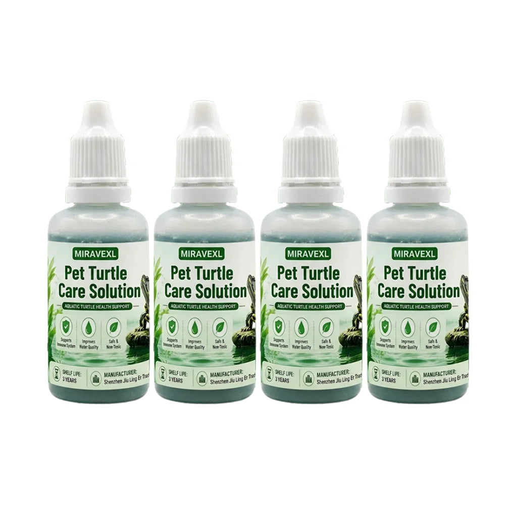 MIRAVEXL Pet Turtle Care Solution Aquarium Water Conditioner Aquatic Turtle Health SupportImproves Water Quality Safe Non Toxic Oasis Select 4PCS