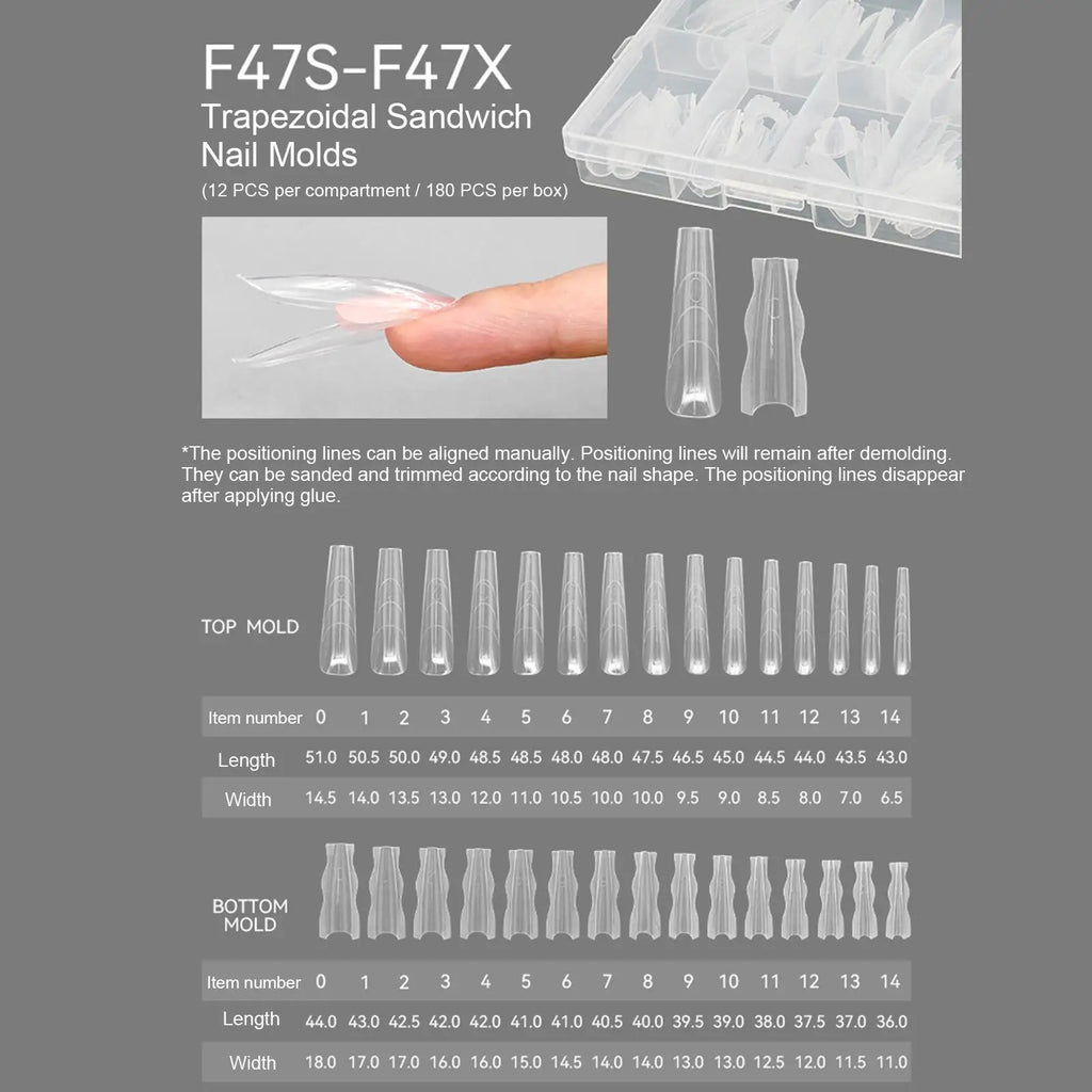 Nail Forms 180Pcs Building Nail Mold Tips Nail Extension Form Full Cover Nails Art Extend Builder Mold False Manicure Tool Oasis Select