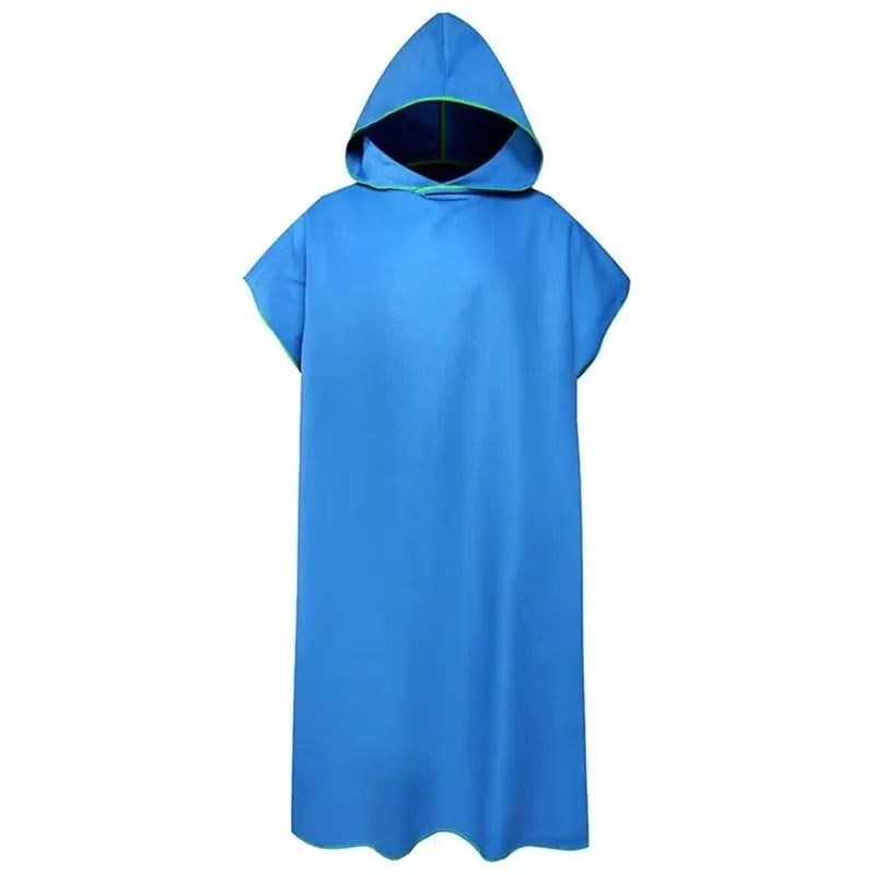 Microfiber Hooded Swim Robe Wearable Towel Bathrobe for Adult Beach Pool Quick Dry Absorbent Wrap with Pocket Oasis Select Blue