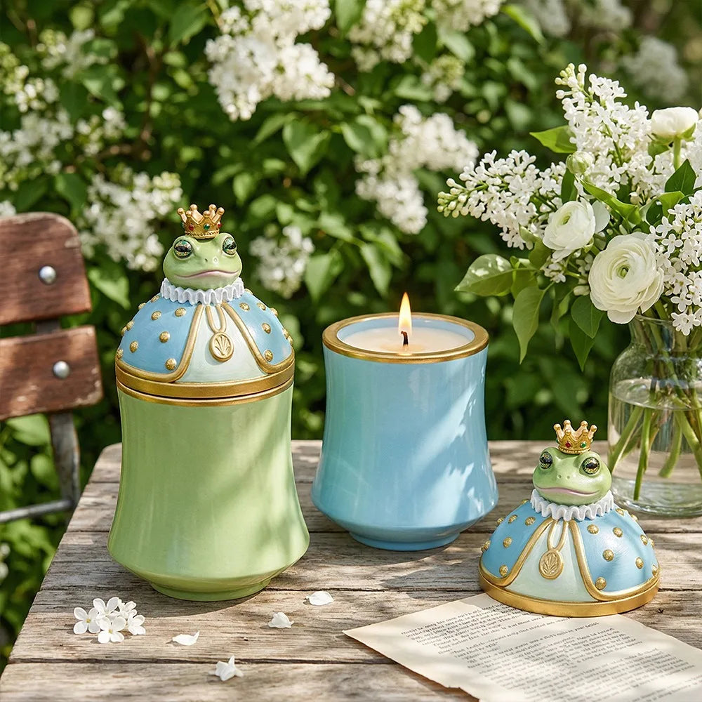 3D Frog Prince Candle Jar Silicone Mold Set, Resin Casting Mould For DIY Candle Making Home Decor Oasis Select