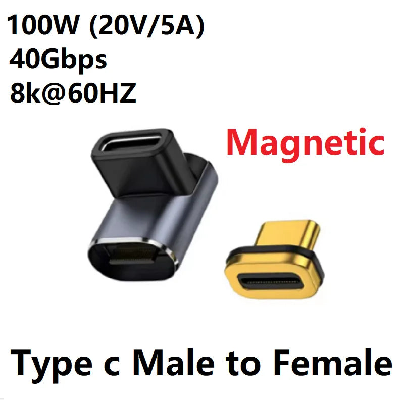 Type c USB C Male to Female USB4.0 Magnetic Adapter 8k USB C To Type C 40Gbps 100W 140W 5A Fast Charging Magnet Converter Oasis Select 100W Stereo