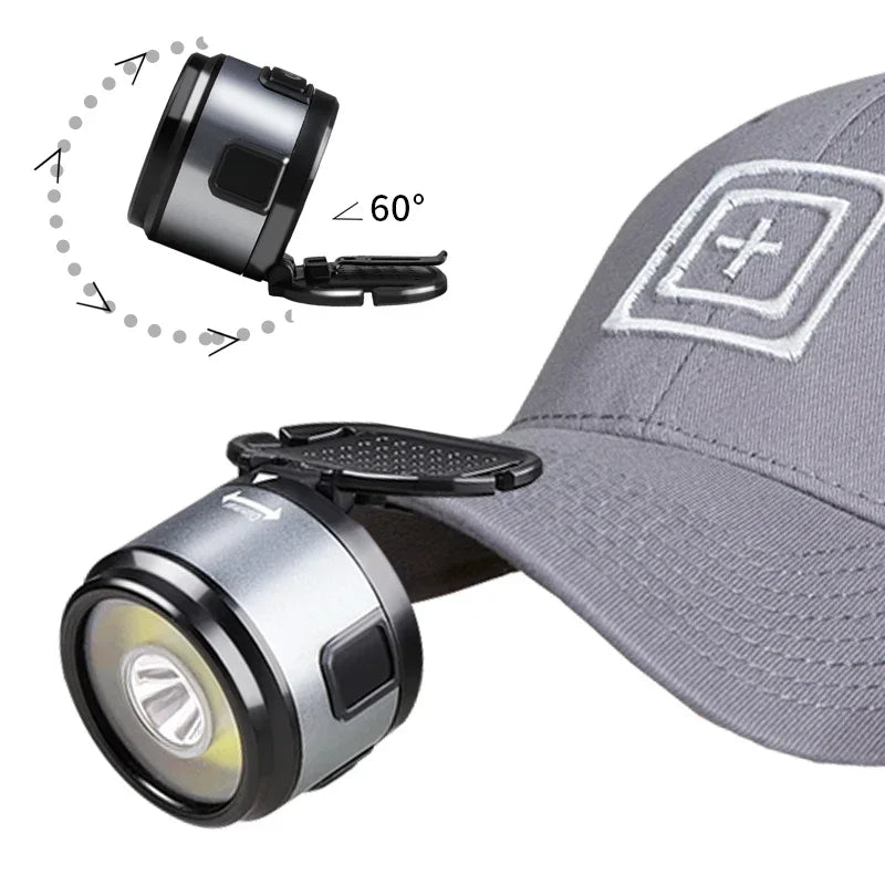 IR Motion Sensor COB LED Headlamp Mini Lightweight Hat Clip Light with Magnet Hook USB Rechargeable Multifunctional Headlight Oasis Select