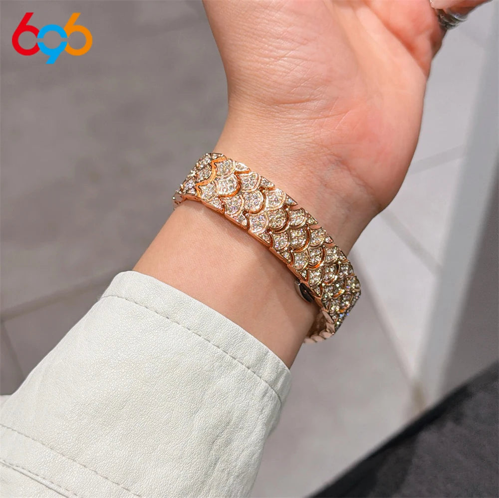 Women's Band For IWatch Series 9 8 7 6 SE 5 4 Full-Diamond Fishscale Metal Strap For Iwatch Ultra 2 Band 45mm 42mm 40/38mm 44mm Oasis Select