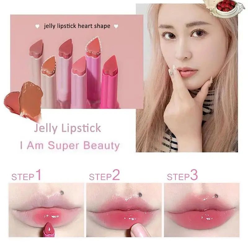 2025 New Florette Clear Jelly Lip Glaze Flower Love Shape Mirror Lipstick Waterproof Non-stick Cup Lipstick Korea fashion Makeup Oasis Select