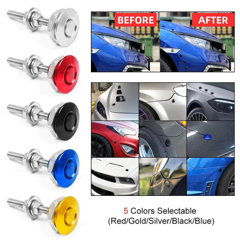 Universal 30mm Push Button Bonnet Hood Pin Lock Clip Kit Quick Latch Release Engine Bonnet Lock Exterior Parts Articles Oasis Select