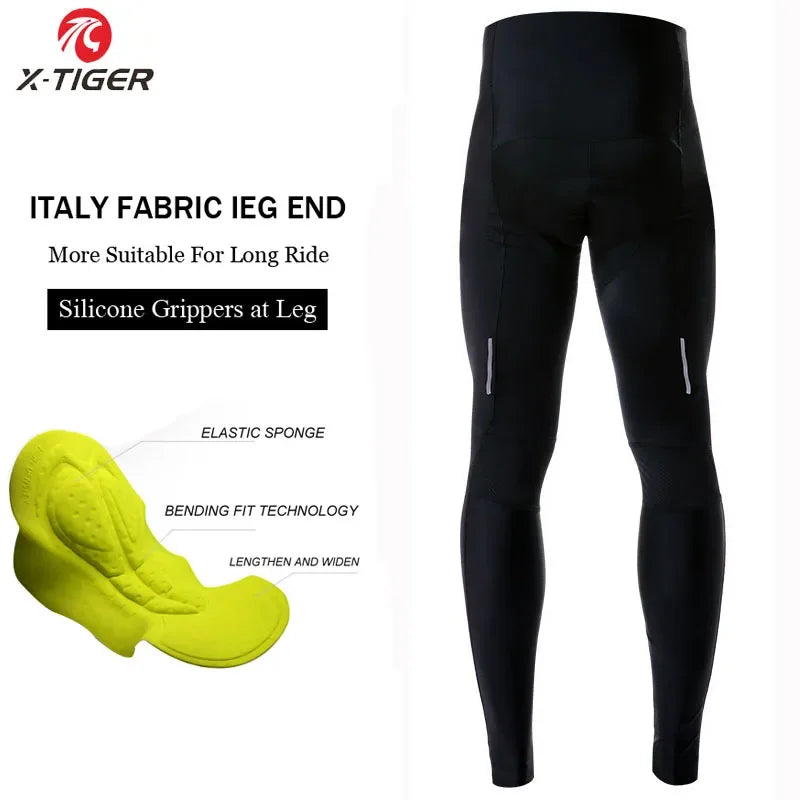 X-TIGER Professional Cycling Bib Pants 5D Coolmax Gel Pad Breathable Quick-drying Men's TMB Bike Pants Tights High Elasticity Oasis Select XM-CK-15101 M