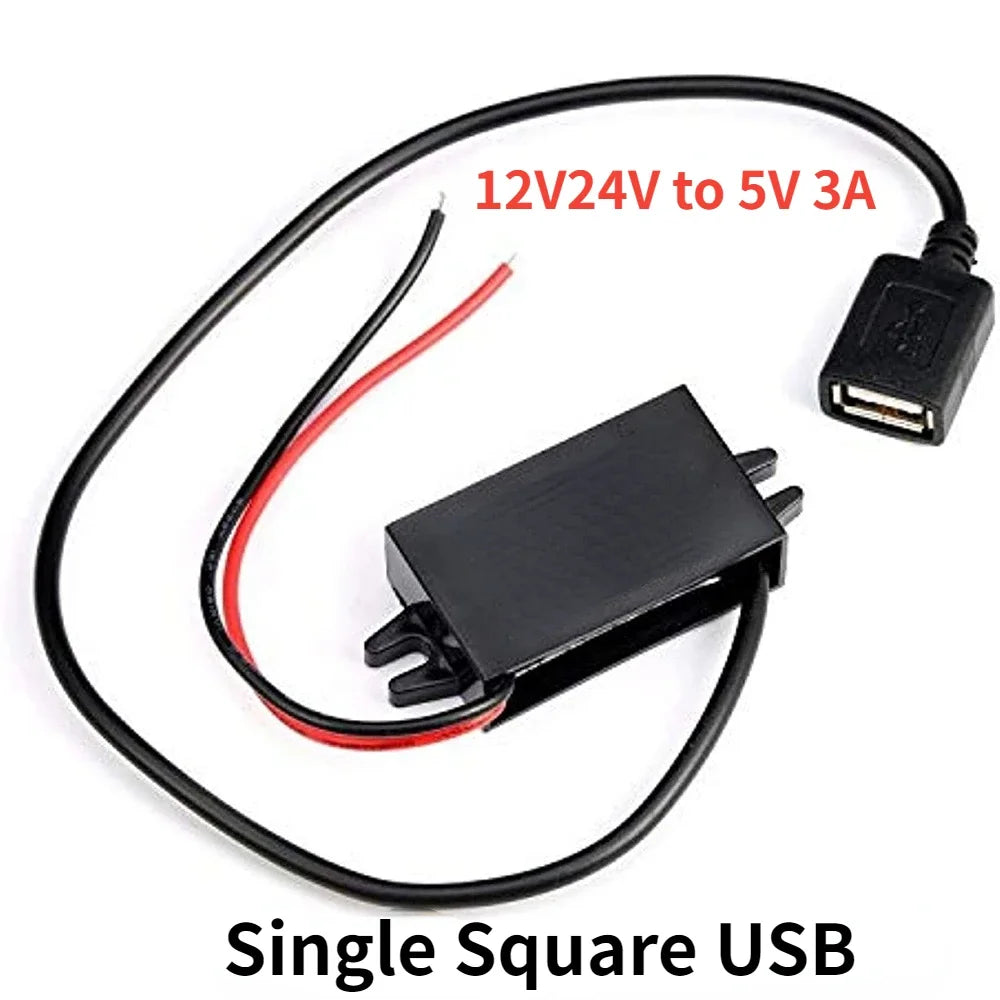 12V24V to 5V 3A DC-DC Step Down Voltage Power Supply Output Adapter Car Power Converter Micro Mini USB with Reverse Protection Oasis Select Single Square USB