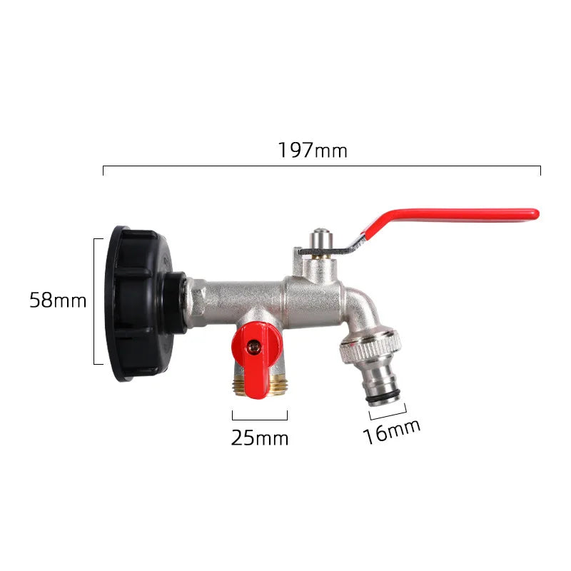 IBC Tank Tap Adapter S60*6 Coarse Thread to Brass/Alloy 16mm Quick Connect Replacement Valve Garden Home Valve Fitting Faucet Oasis Select D
