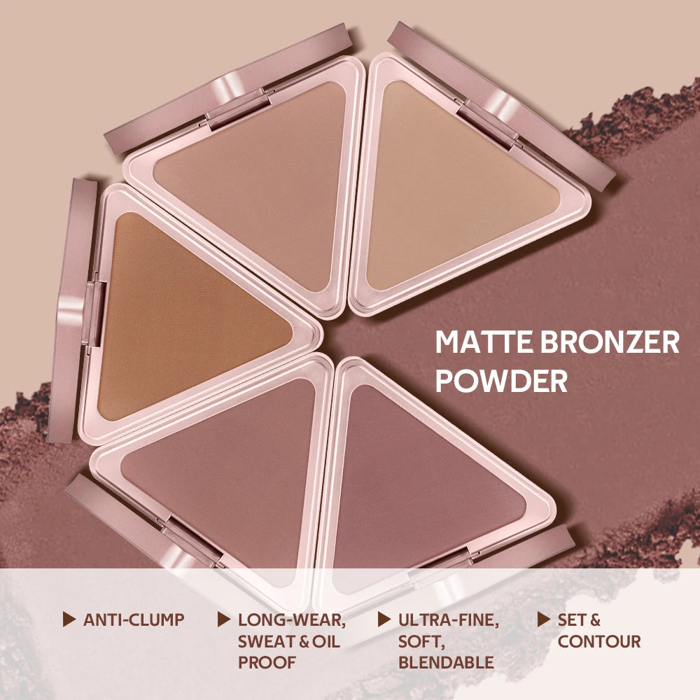 Matte Bronzer Powder Long-Lasting Makeup Effect Waterproof Sweatproof Setting Powder Oil Control Bronzers Smooth Face Makeup Oasis Select