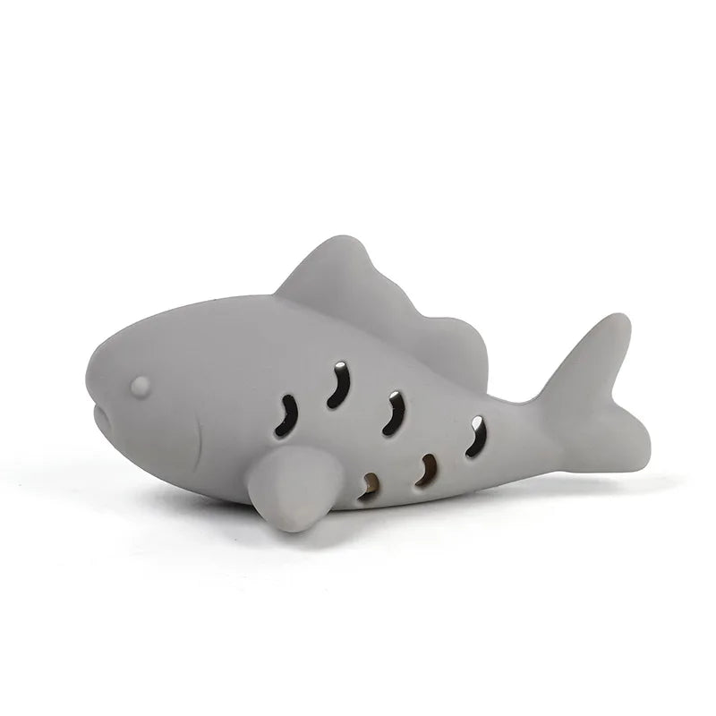 Fish-Shaped Cat Chew Toy - Dental Treat Dispenser Puzzle, Safe Silicone, No Battery, Interactive Pet Snack Game Oasis Select Grey