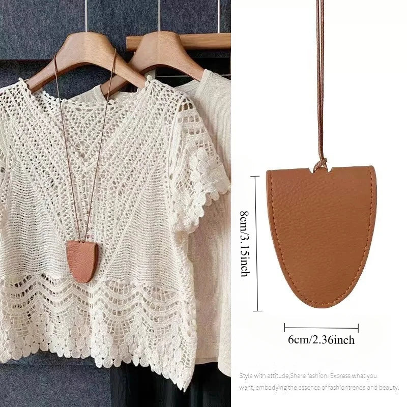 Exquisite and Compact Magnetic Neck Hanging Glasses Bag Necklace Storage Bag Sunglasses Women's Pendant Oasis Select Dark Khaki