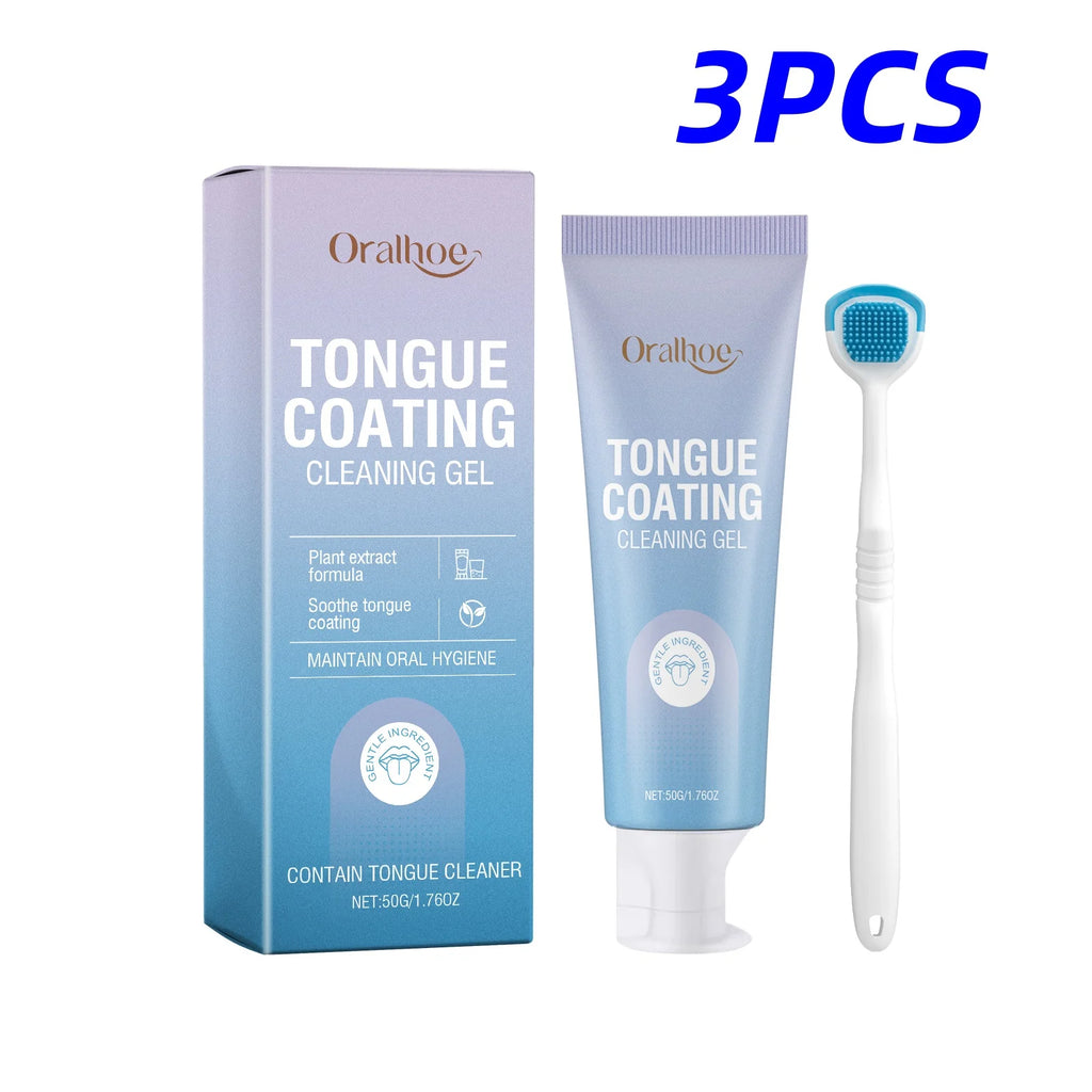 Oralhoe Tongue Coat Clean Care Gel with Brush Freshing Breathing Lasting Eliminate Bad Odors Oral Hygiene Tongue Cleansing Gels Oasis Select 50g Boxed X 3PCS