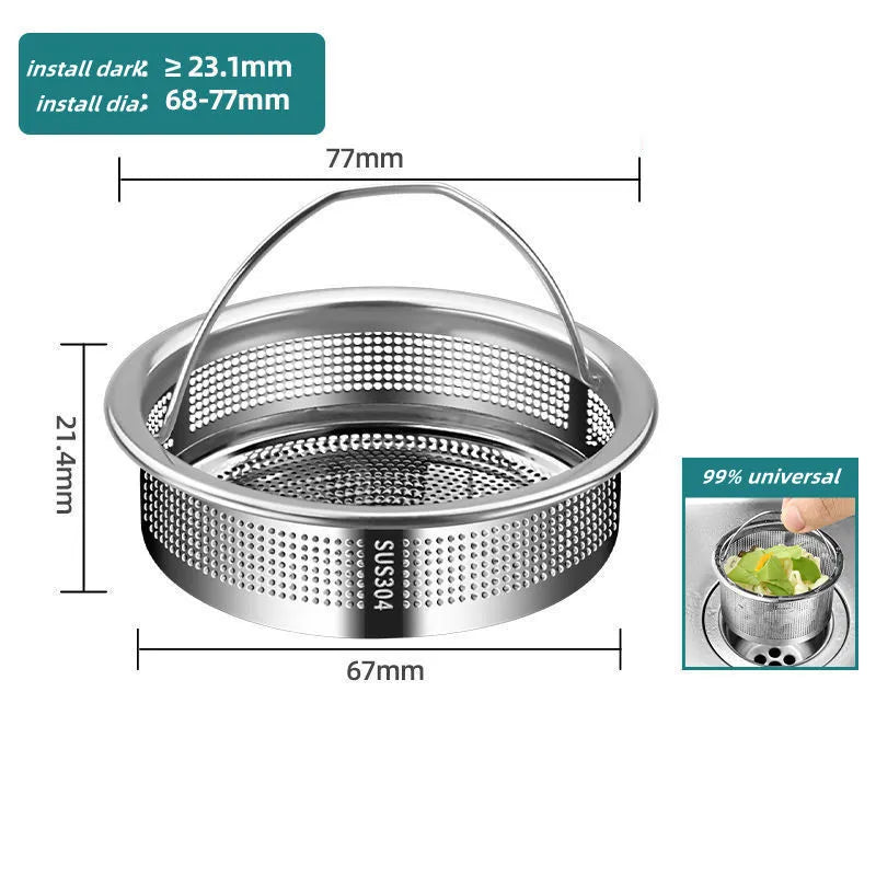 Stainless Steel Kitchen Sink Strainer Plug 99% Sink Drain Cover Filter Basket With Handle Waste Filter Mesh Kitchen Accessories Oasis Select 2cm--Sink Filter