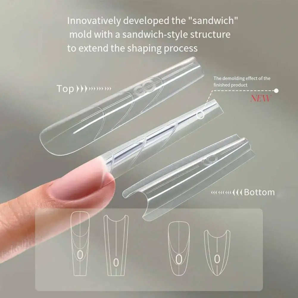 240Pcs Reusable Dual Nail Forms – Almond & Coffin Extension Molds Nail Extension Forms Oasis Select