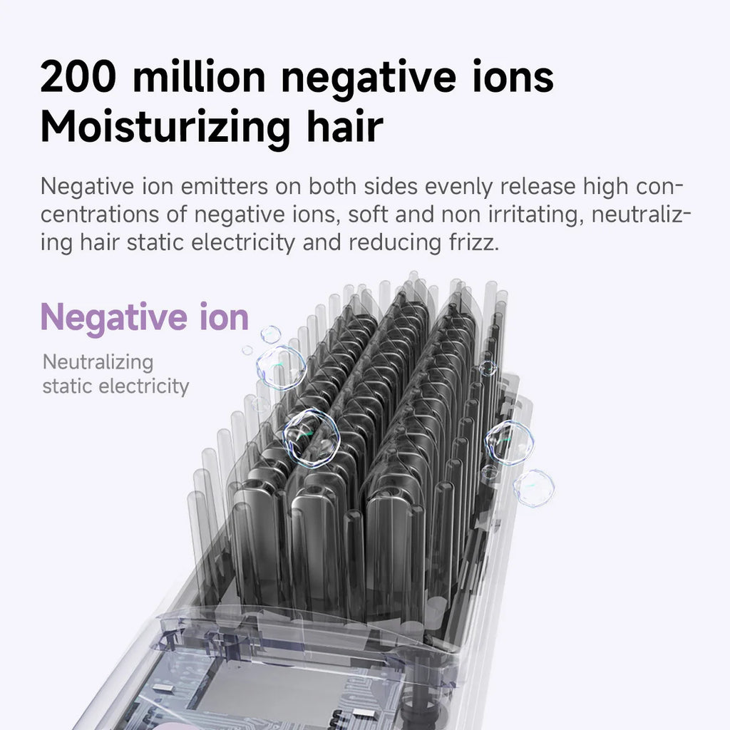 DOCOLAB 2-in-1 Straight Hair Comb Curler Negative Ion USB Charging 30s Heat Up Travel-Friendly Styling Brush Cordless Gift Oasis Select