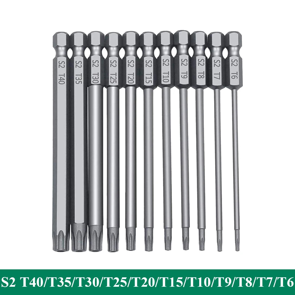SLADE 11-Pc S2 Torx Bit Set T6–T40 Magnetic 75–100mm Torx Screwdriver Bit Set Oasis Select Length 75mm 11pcs