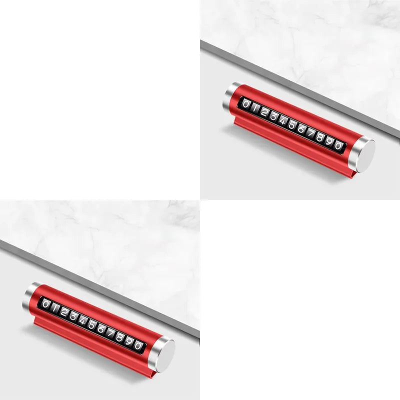 1/2/3pcs Phone Number Plate Temporary Parking Card Aluminum Stickers Rotate Park Stop Metal Car Temporary Parking Card Auto Oasis Select 2pcs Red