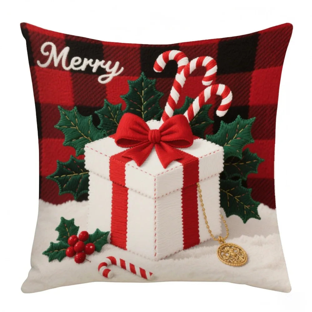 Christmas Cushion Cover | Snowflake & Santa Pillowcase 45x45cm