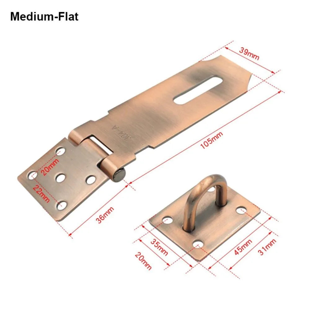 Padlock Hasp Door Clasp Lock 90 Degree Right Angle Shed Gate Latch Household Burglar-proof Bolt Door Buckle with Mounting Screw Oasis Select M-Flat Gold