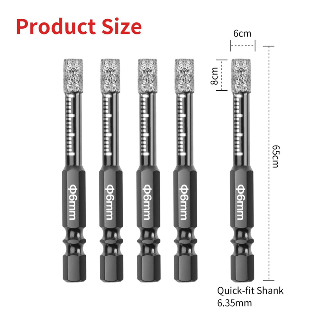 2026-WISH 40Pcs Diamond Drill Bits,6Mm Dry Diamond Core Drill Bit Set For ,Granite,Tile,Glass,Marble,Brick,Stone Oasis Select