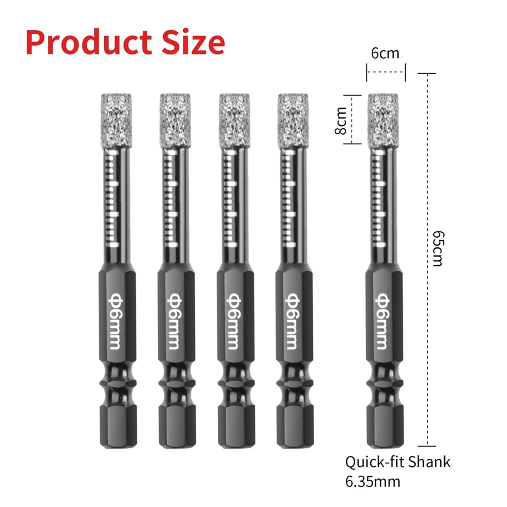 2026-WISH 40Pcs Diamond Drill Bits,6Mm Dry Diamond Core Drill Bit Set For ,Granite,Tile,Glass,Marble,Brick,Stone Oasis Select