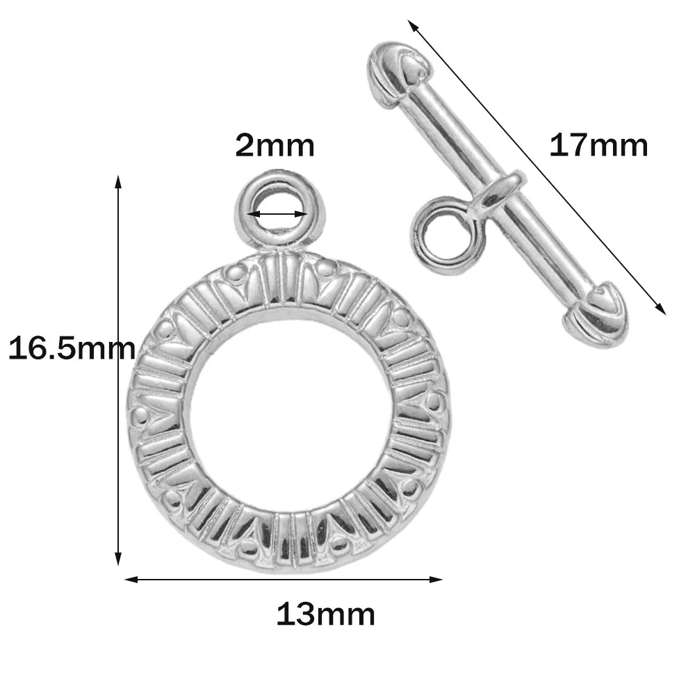 5 Sets Stainless Steel Toggle Clasp T-bar Closure Ring Fastener Hook