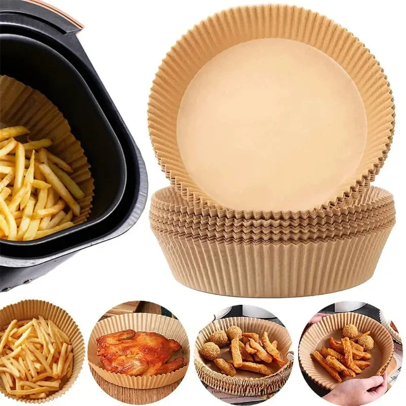 50/100/200pcs Disposable Air Fryer Paper Round/Square Special Paper Food Silicon Oil Paper Air Fryer Liners Baking Paper Oasis Select
