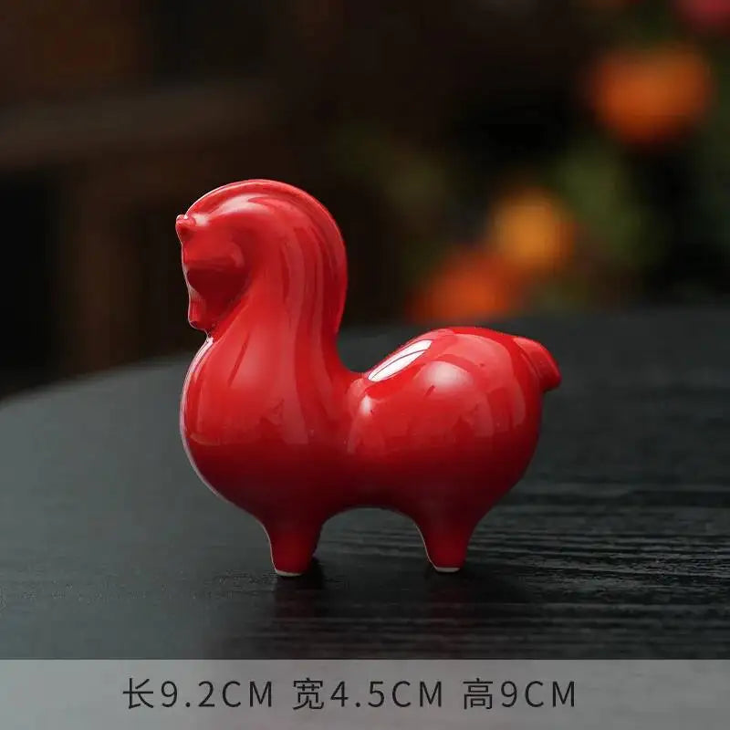 Ceramic Tea Pet Green Horse Small Ornament Home Living Room Study Office Desktop Decoration Tea Play Thing Cute Tang Horse Oasis Select 5
