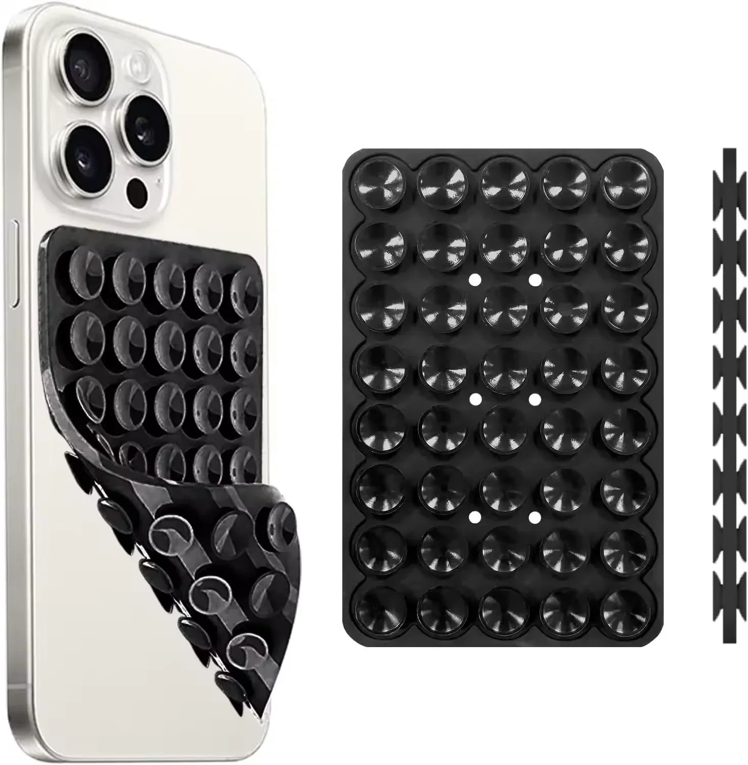 Silicone Suction Cup Phone Case Double Sided Detachable Stand for Hands-Free Wall Stand for Selfies and Videos Oasis Select Black