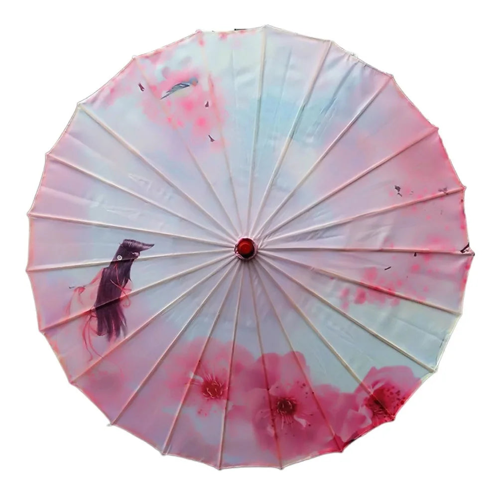 Handmade Silk Cloth Women Umbrella Waterproof Rain Proof Chinese Oil Paper Umbrella Decorative Ancient Dance Umbrella Oasis Select Style 20